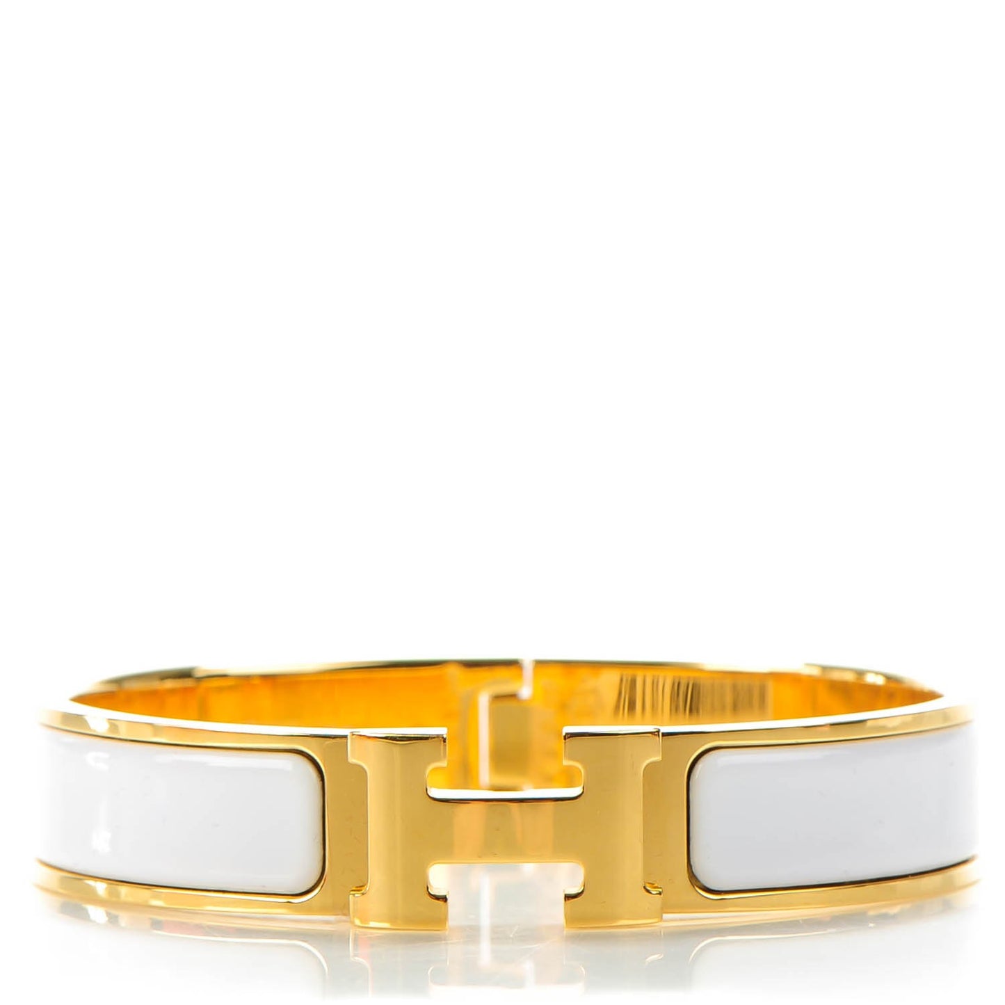 Enamel Narrow Clic Clac H Bracelet PM White