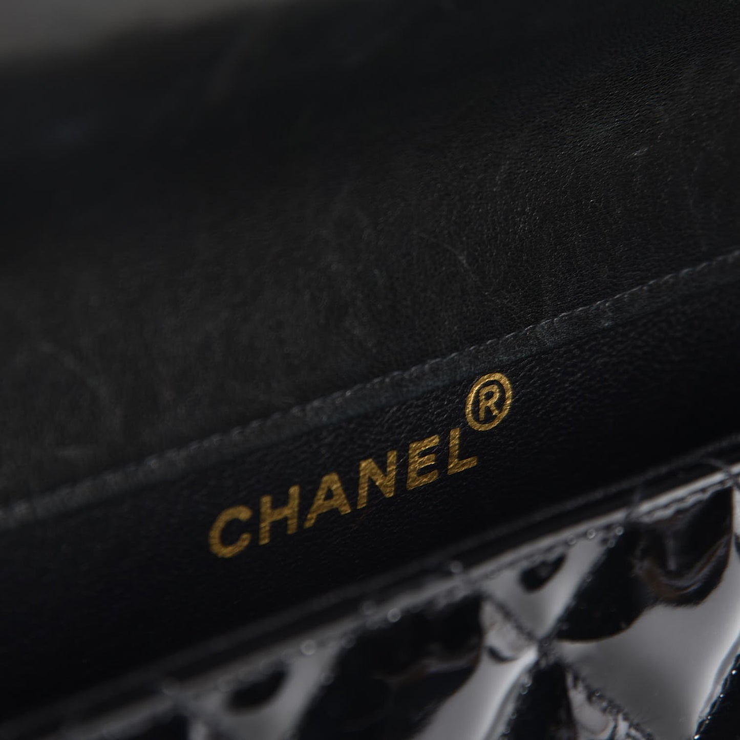 Patent Quilted Medium Double Sided Single Flap Black