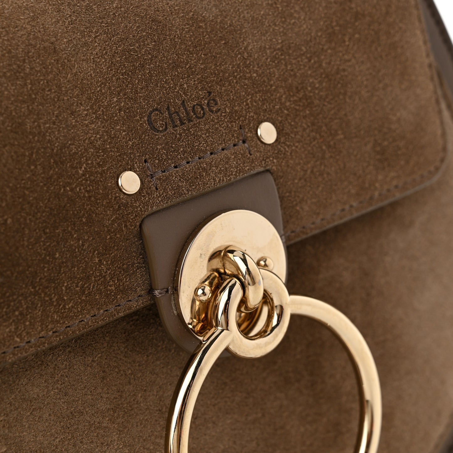 Calfskin Suede Small Tess Bag Army Green