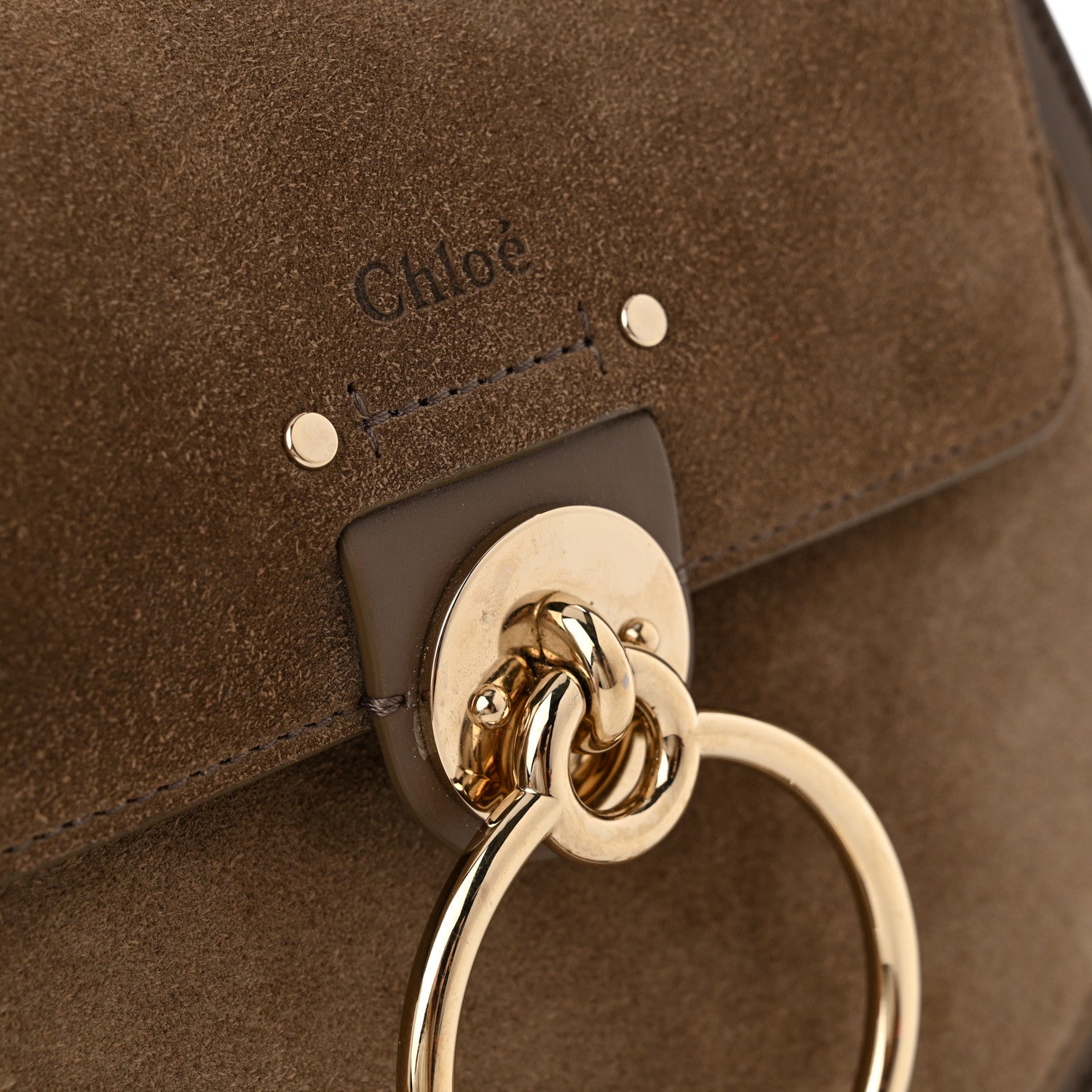 Chloe Calfskin Suede Small Tess Bag Army Green 11 of 13