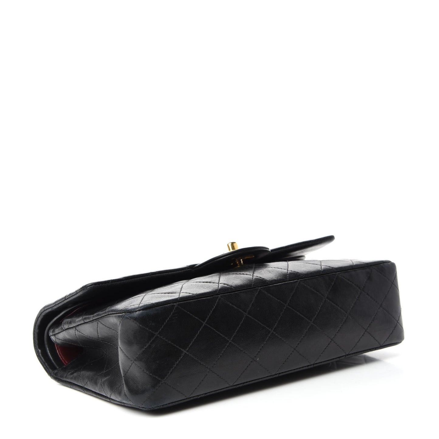 Lambskin Quilted Medium Double Flap Black