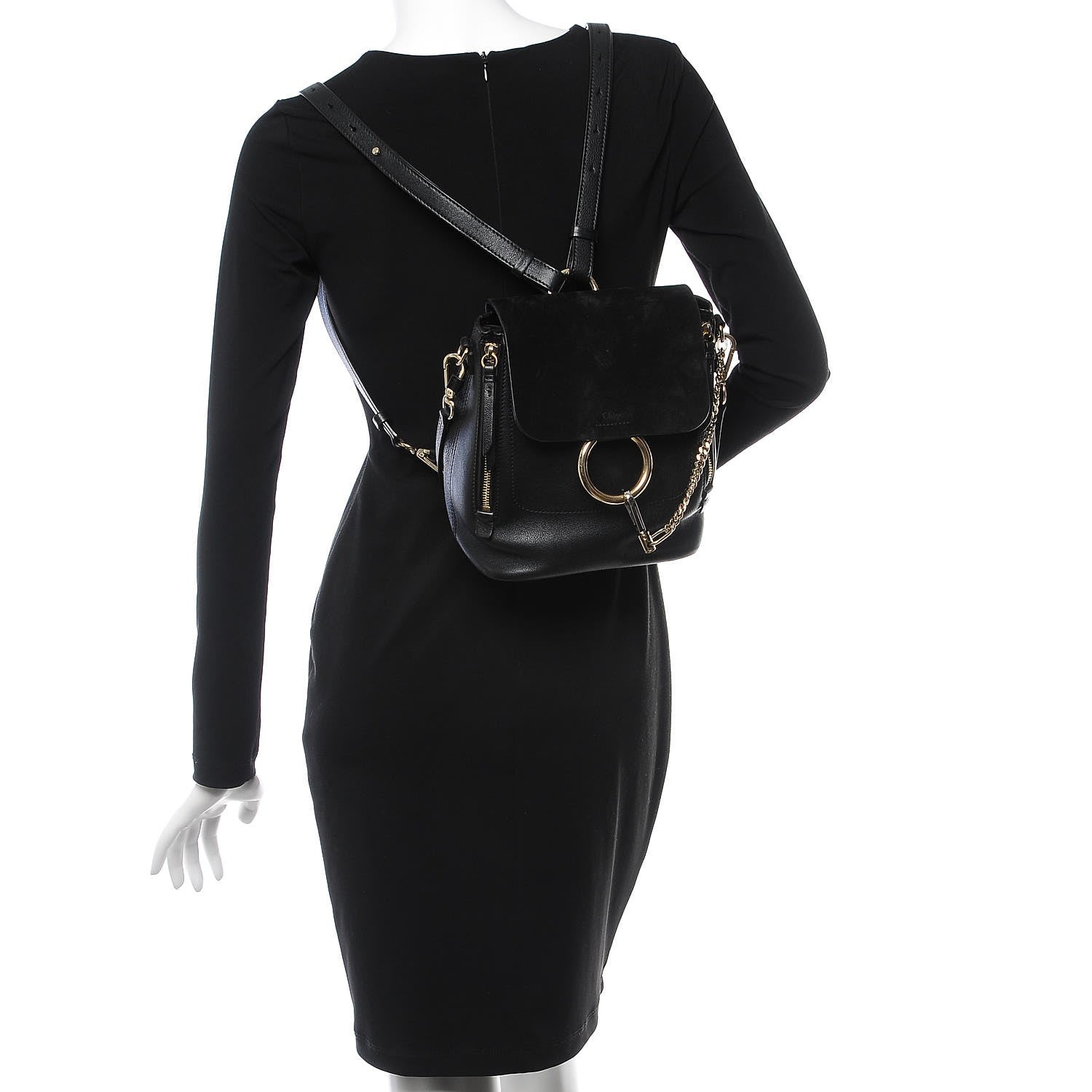 Chloe Suede Calfskin Small Faye Backpack Black 2 of 13