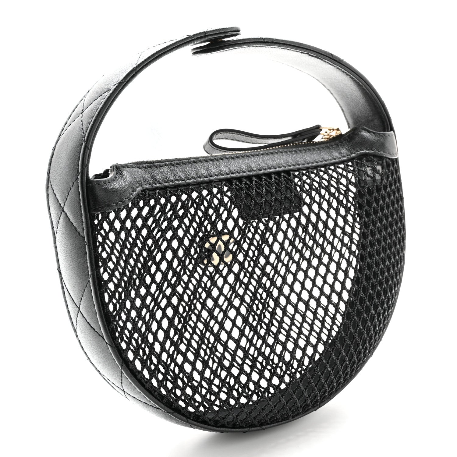 Chanel Mesh Shiny Lambskin Pouch Hobo Black 2 of 10