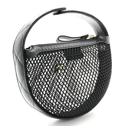 Chanel Mesh Shiny Lambskin Pouch Hobo Black 2 of 10