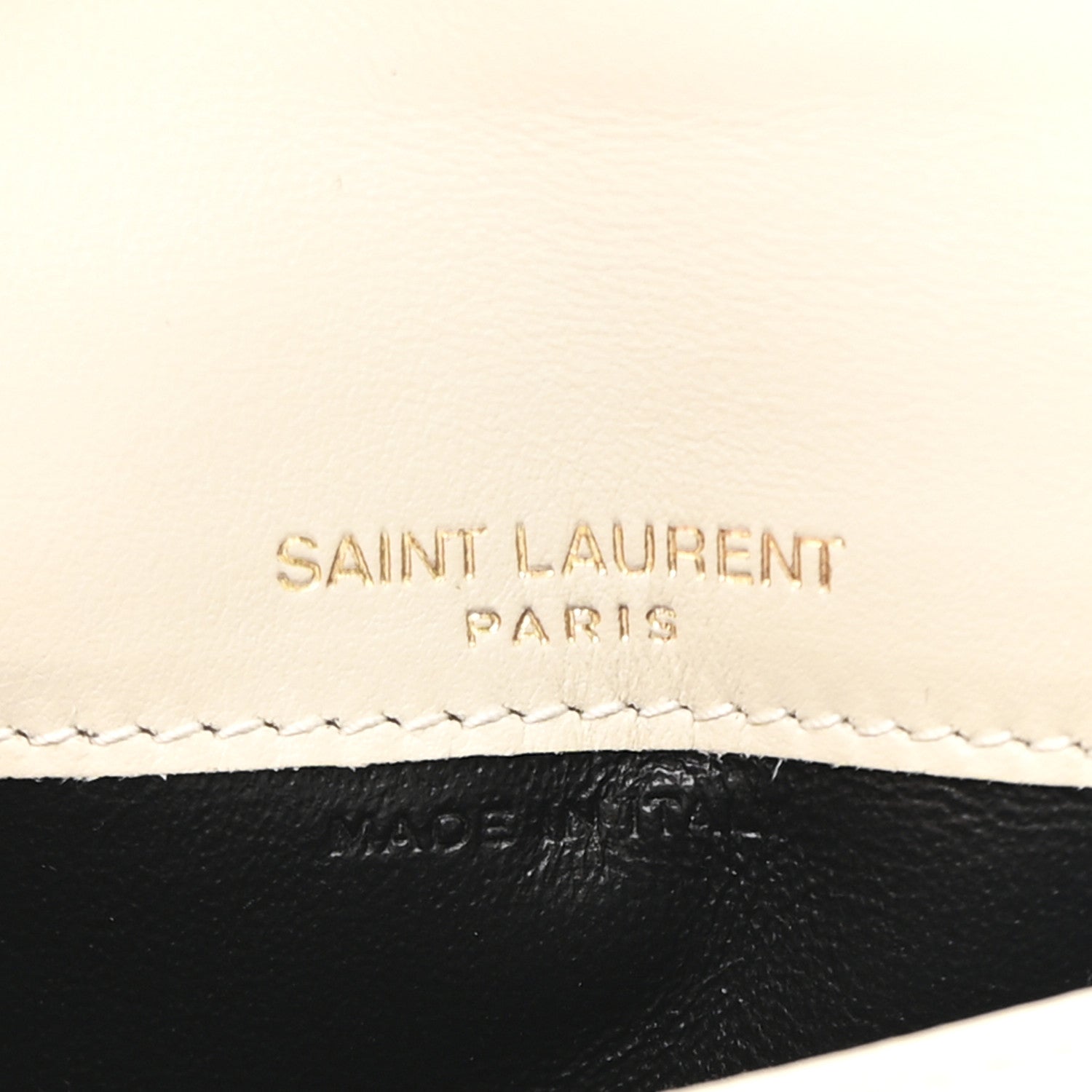 Saint Laurent Calfskin Crocodile Embossed Uptown Monogram Card Case Crema Soft 7 of 9