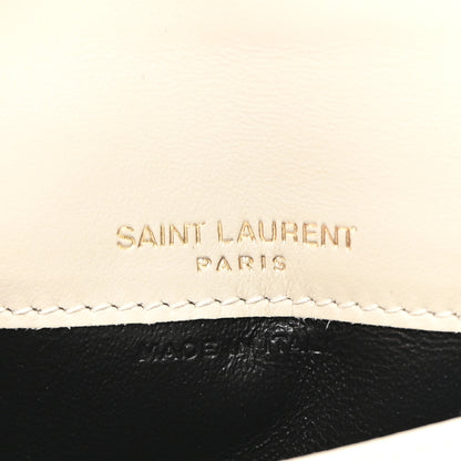 Saint Laurent Calfskin Crocodile Embossed Uptown Monogram Card Case Crema Soft 7 of 9