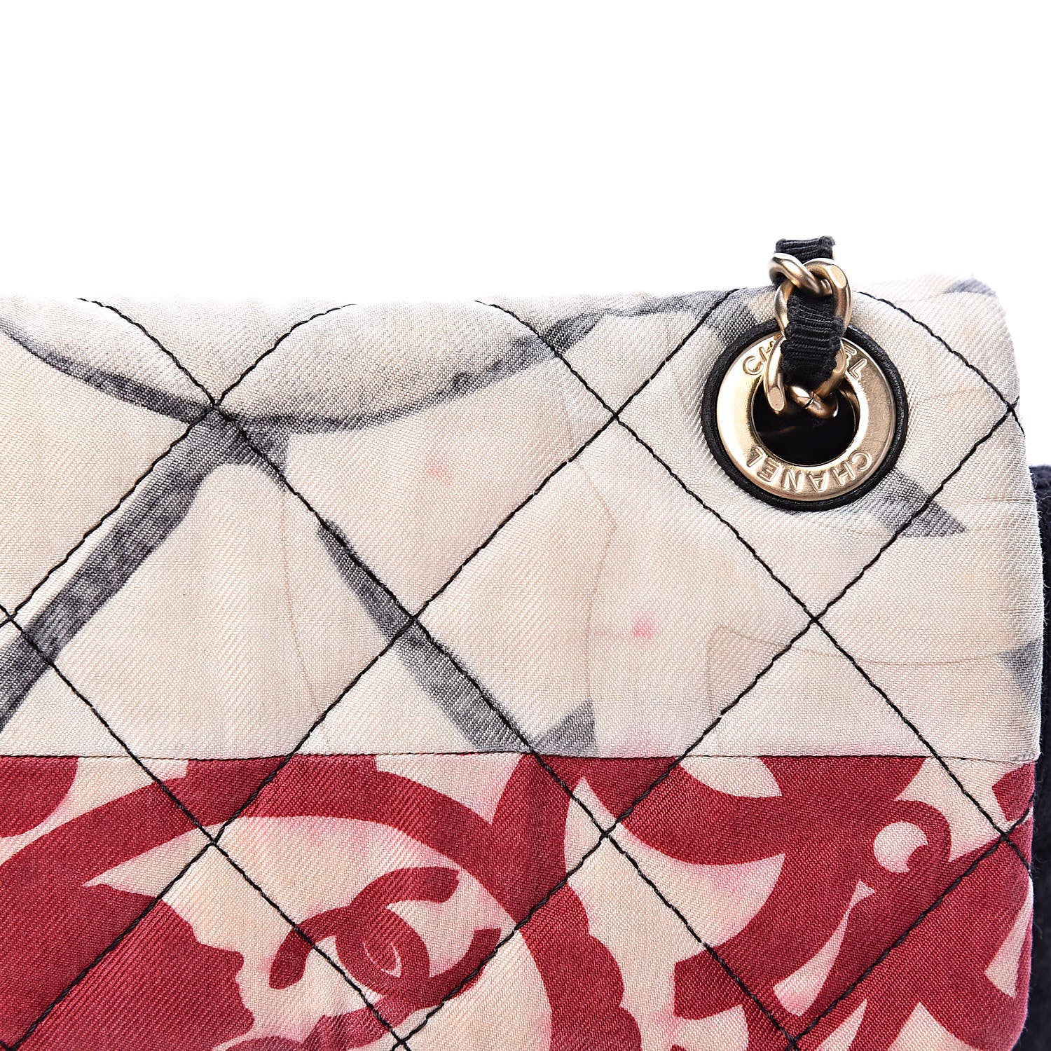 Chanel Fabric Quilted Patchwork Mini Rectangular Flap Red Black White 12 of 16