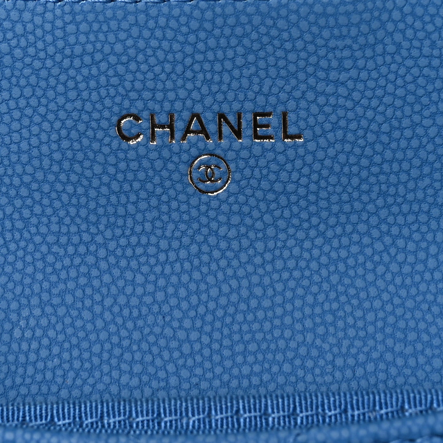 Caviar Flat Chevron Quilted Flap Card Holder Wallet Blue