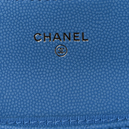 Chanel Caviar Flat Chevron Quilted Flap Card Holder Wallet Blue 6 of 11