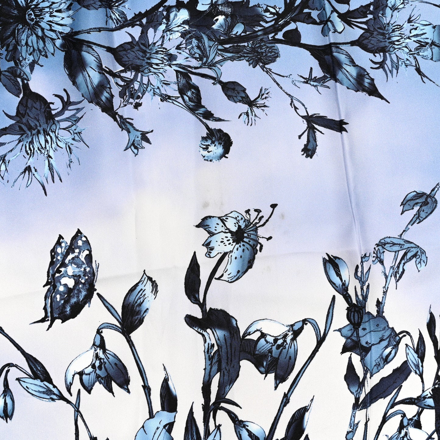 Silk Floral Square Scarf Blue Multicolor