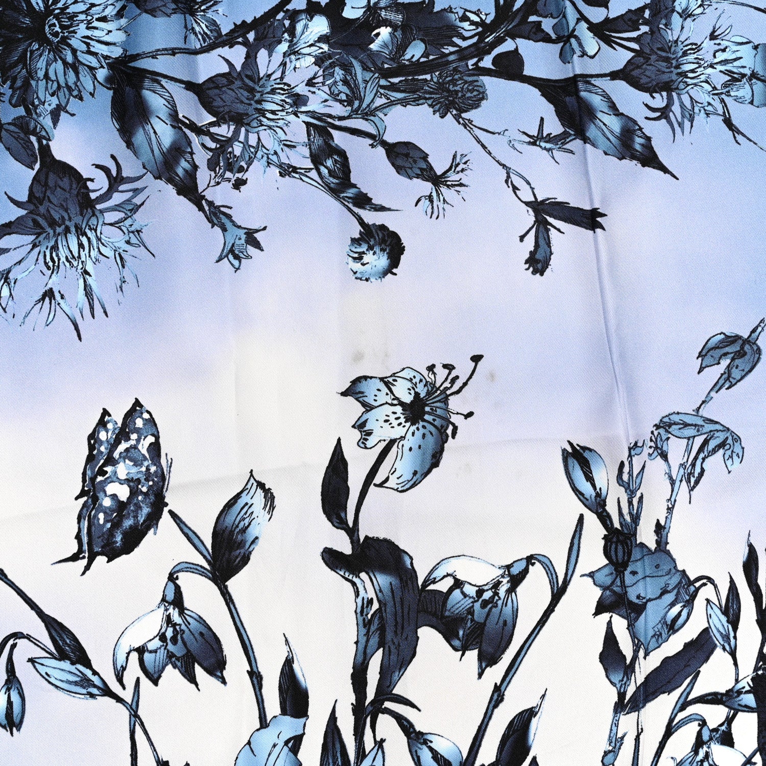 Christian Dior Silk Floral Square Scarf Blue Multicolor 8 of 9