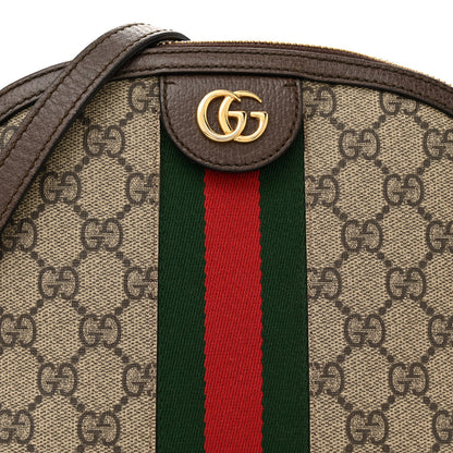 Gucci GG Supreme Monogram Textured Dollar Calfskin Web Small Ophidia Dome Shoulder Bag Beige Ebony New Acero 8 of 13