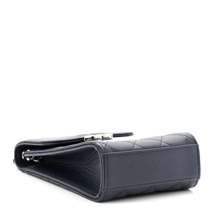 Chanel Grained Calfskin Quilted CC Box Clutch With Chain Navy 4 of 11