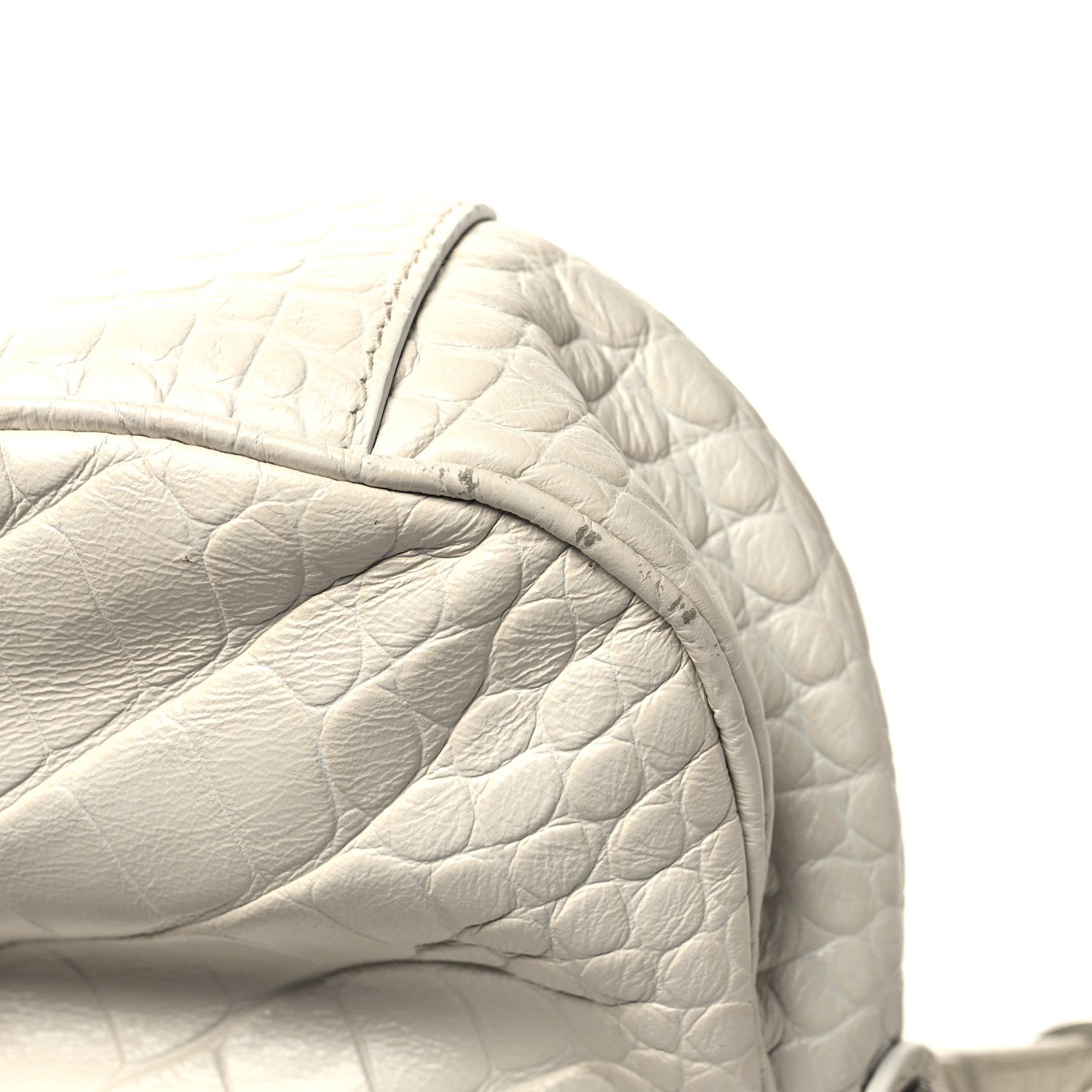 Balenciaga Extra Supple Calfskin Crocodile Embossed Le Cagole Shoulder Bag XS White 14 of 15