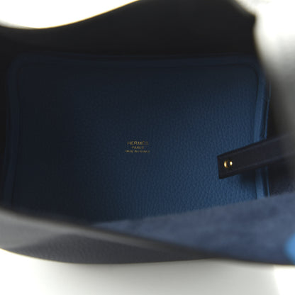 Hermes Taurillon Clemence Casaque Picotin Lock 18 PM Bleu Nuit Black Blue Frida 8 of 11