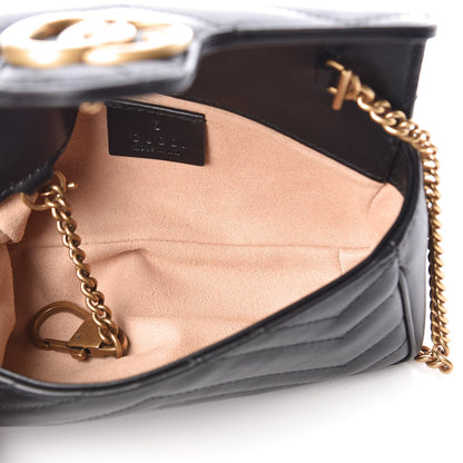 Gucci Calfskin Matelasse Super Mini GG Marmont Shoulder Bag Black 5 of 10