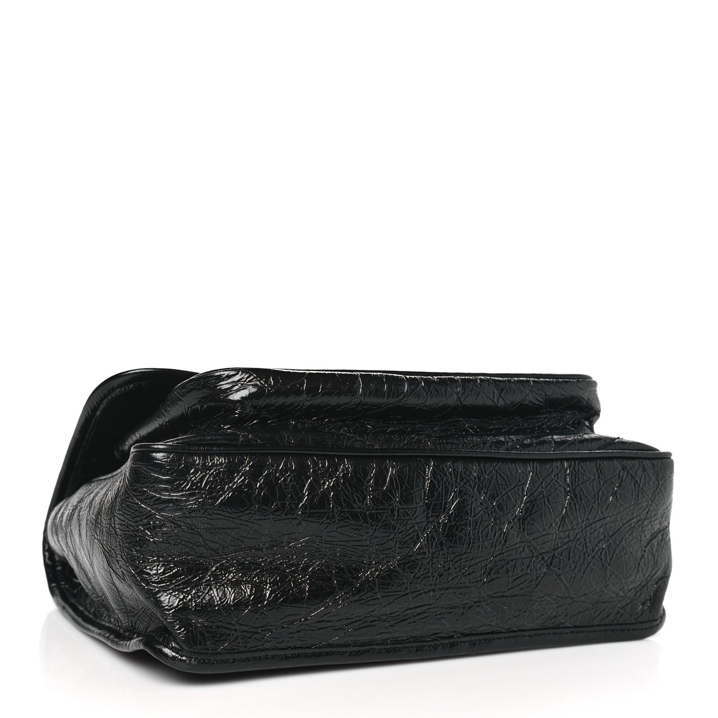 SAINT LAURENT Crinkled Calfskin Matelasse Monogram Medium Niki Chain Satchel Black