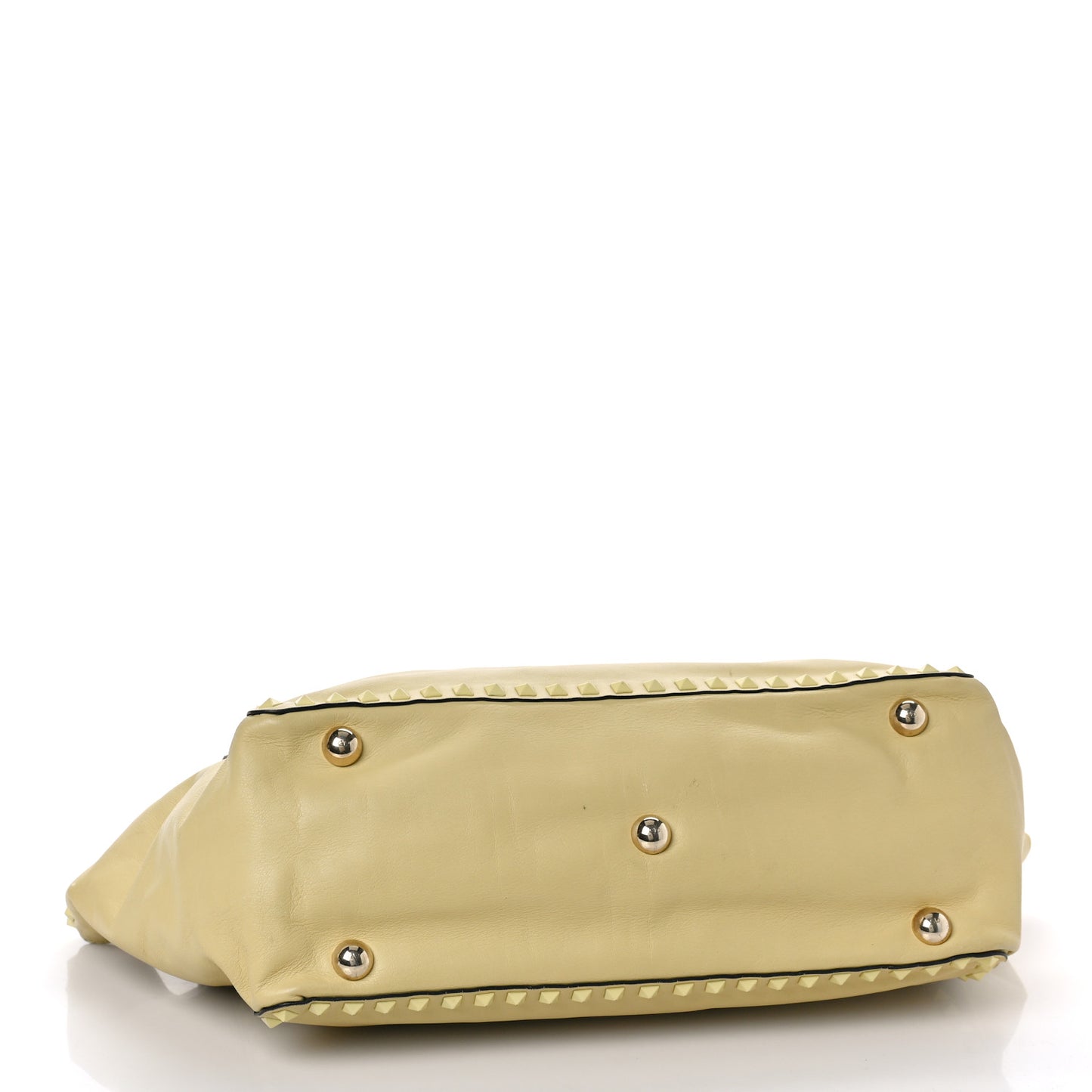 Vitello Monochrome Medium Rockstud Tote Light Yellow