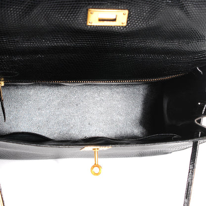 Hermes Lizard Kelly Sellier 28 Black 8 of 26