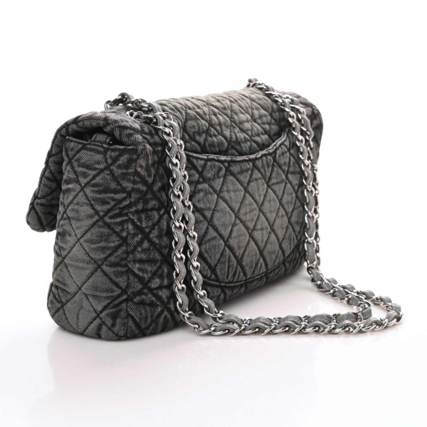 Chanel Denim Quilted Denimpression Flap Grey Black 3 of 9