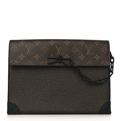 Louis Vuitton Taiga Monogram Pochette Voyage Steamer Khaki Green 1 of 6