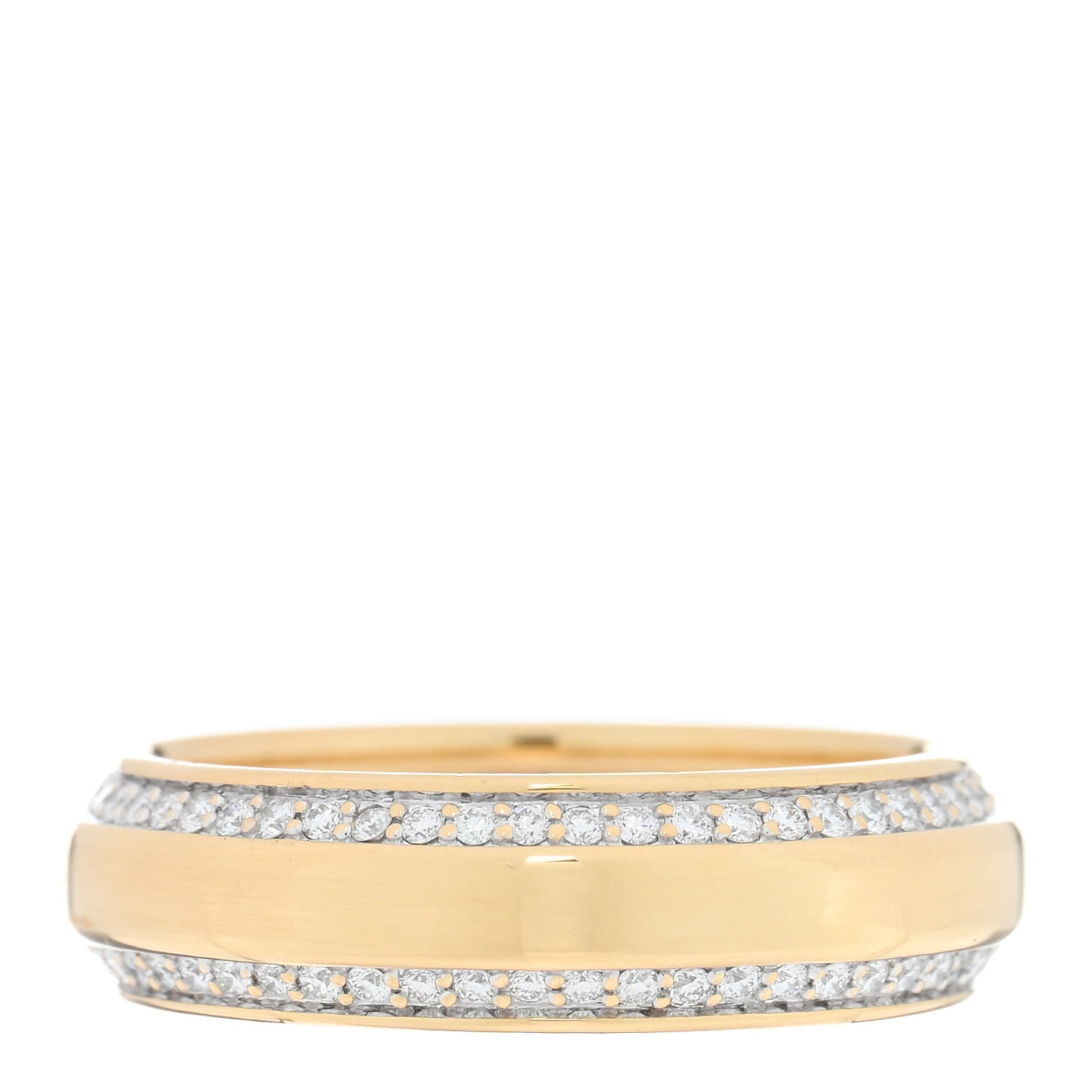 18K Yellow Gold Diamond 6mm Beveled Band Ring 63 10.5