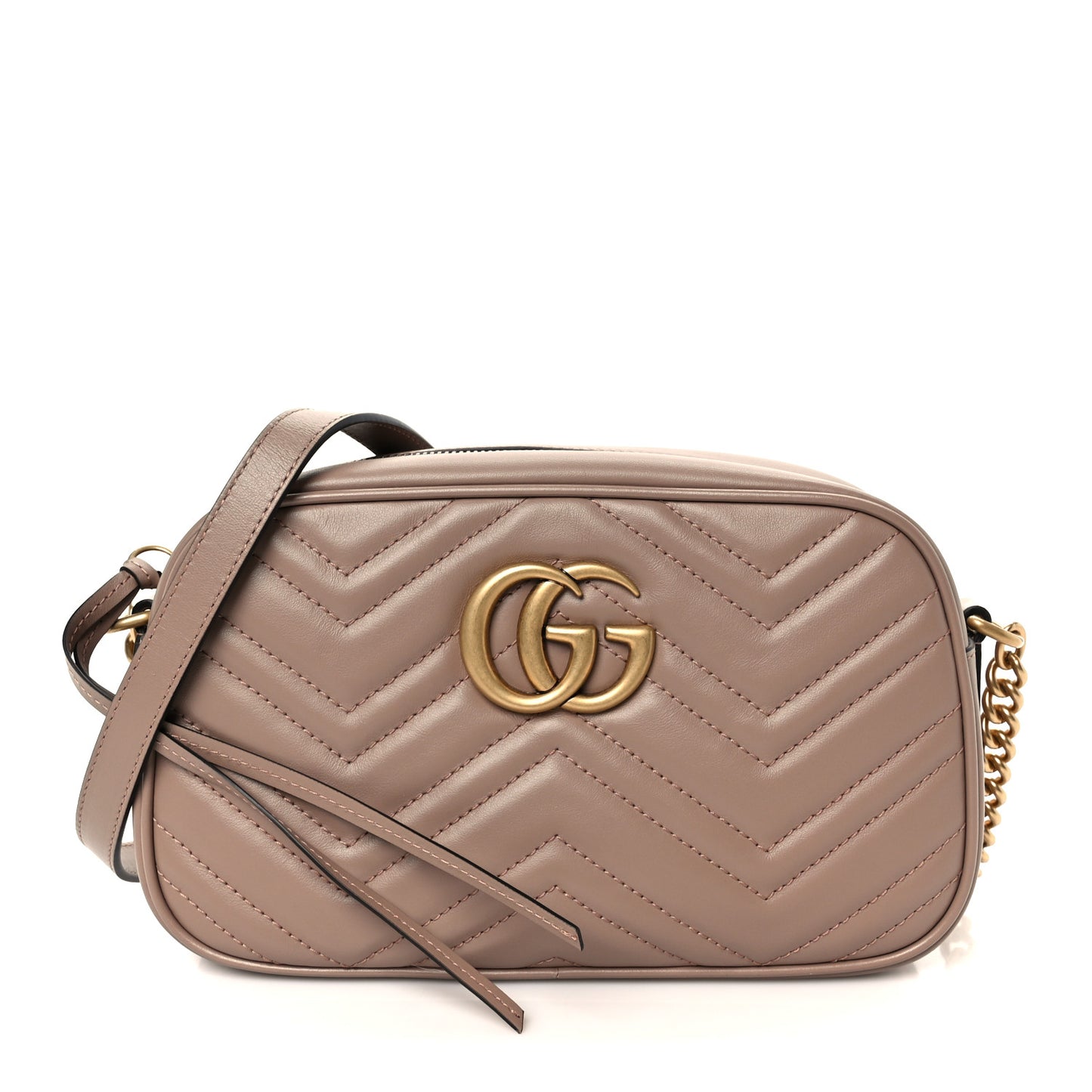 Calfskin Matelasse Small GG Marmont Chain Shoulder Bag Porcelain Rose