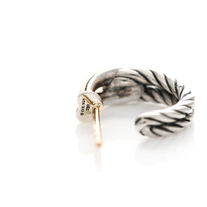 David Yurman Sterling Silver 18K Yellow Gold 15mm Labyrinth Hoop Earrings 5 of 5