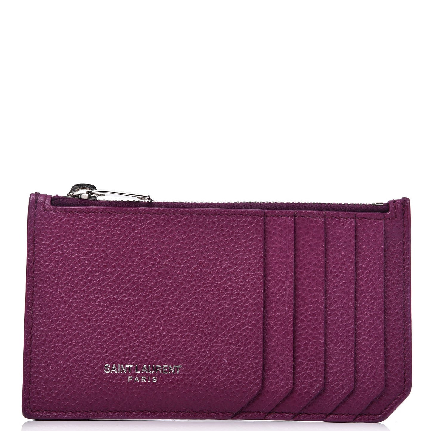 Grained Calfskin 5 Fragments Zip Pouch Card Holder Pivoine
