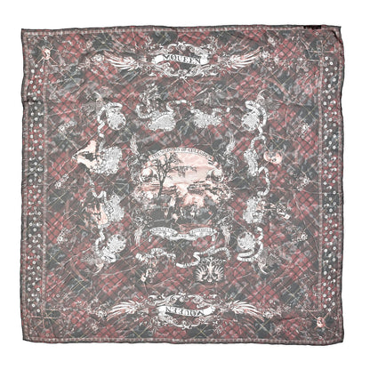 Alexander McQueen Silk Plaid Skull Print Scarf Red 1 of 4