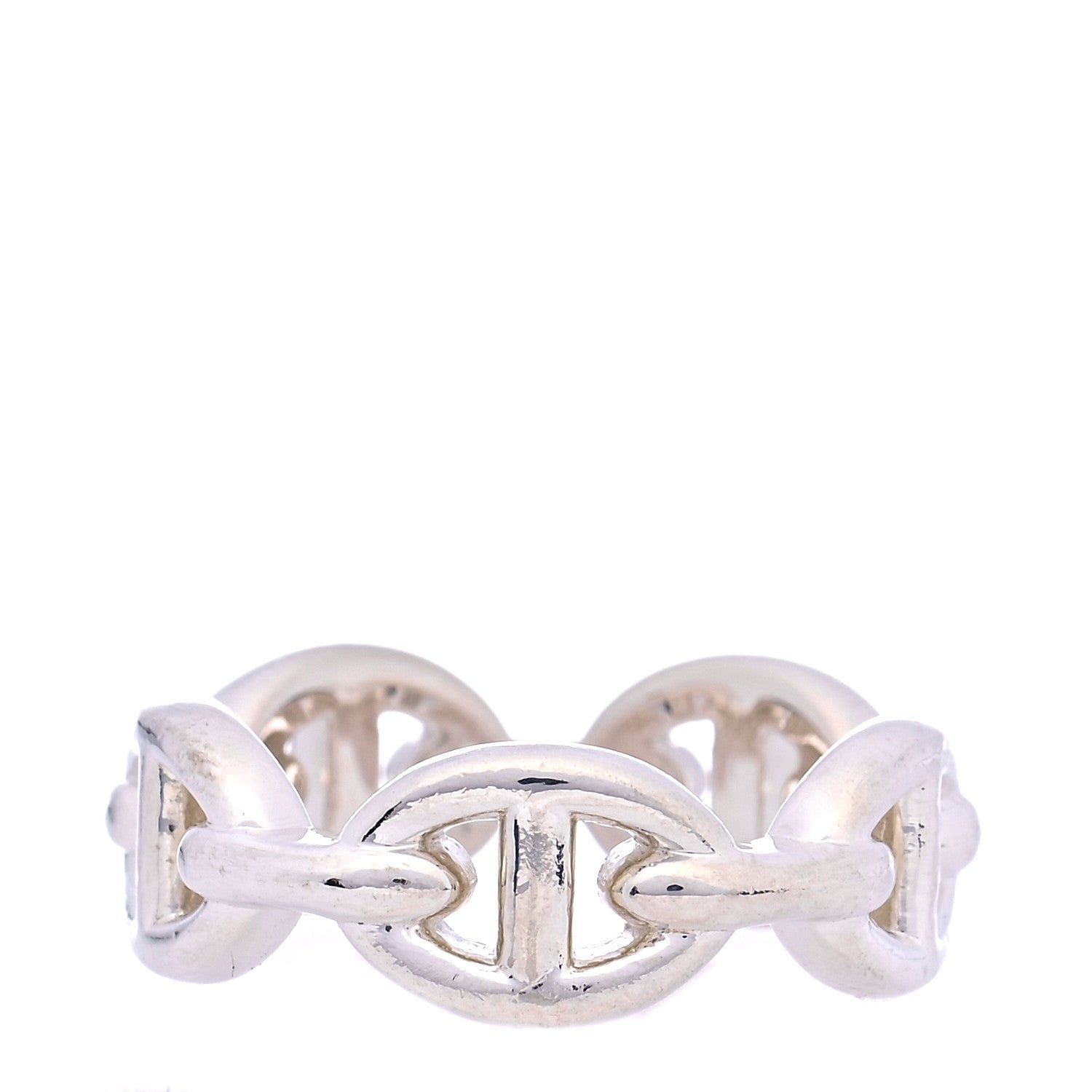 Hermes Sterling Silver PM Chaine d'Ancre Enchainee Band Ring 50 5.5 3 of 7