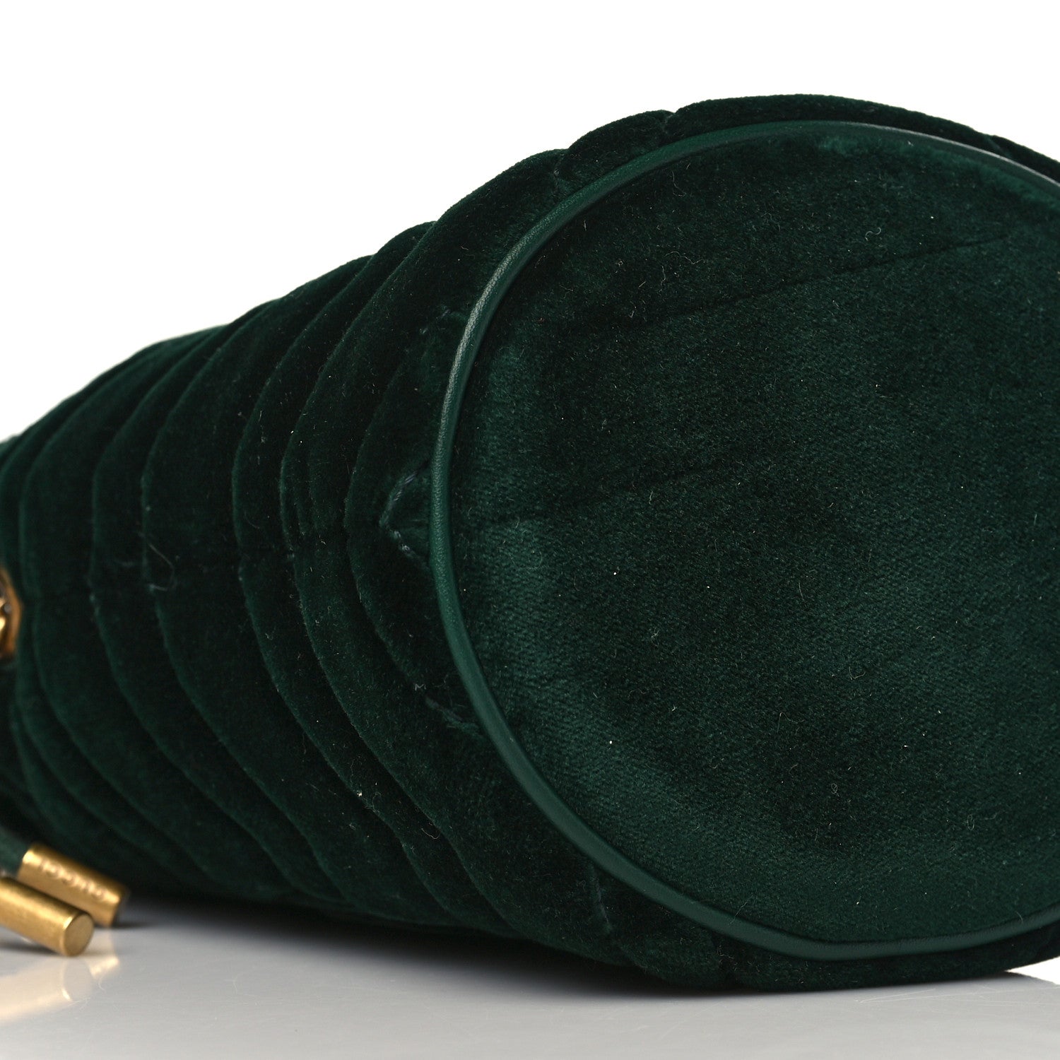 Gucci Velvet Matelasse Mini GG Marmont 2.0 Bucket Bag Dark Green 9 of 10
