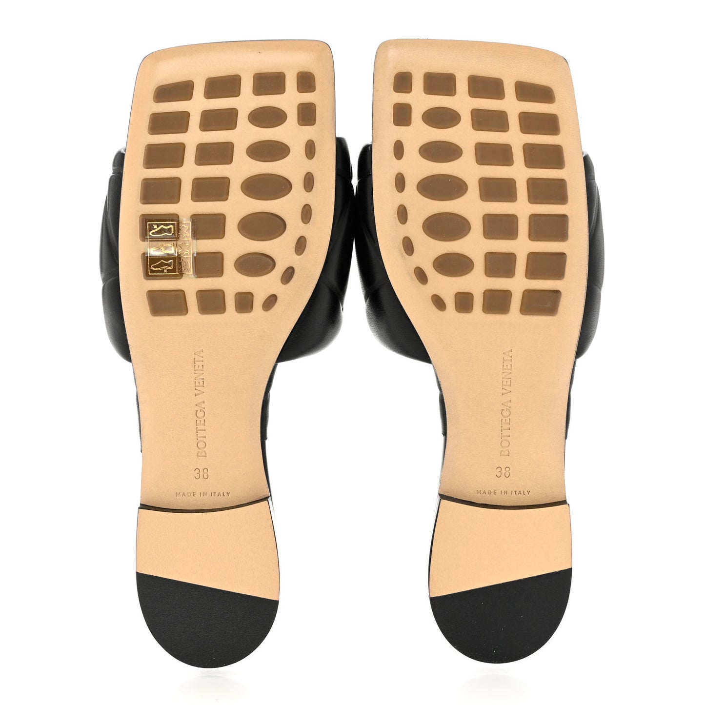 Nappa Quilted Rubber Lido Flat Sandals 38 Black