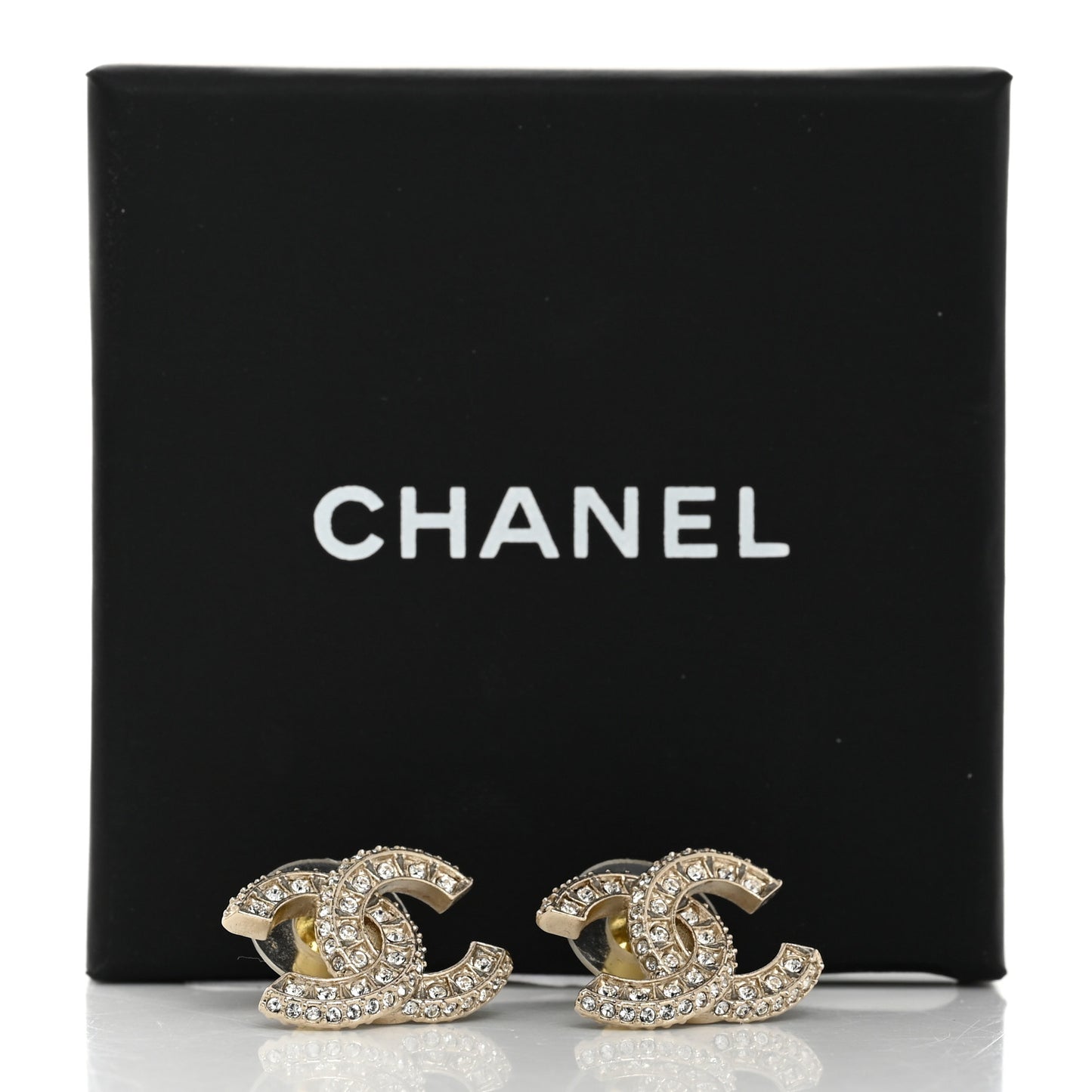 Crystal Timeless CC Earrings Light Gold