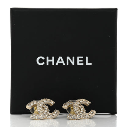 Chanel Crystal Timeless CC Earrings Light Gold 5 of 5