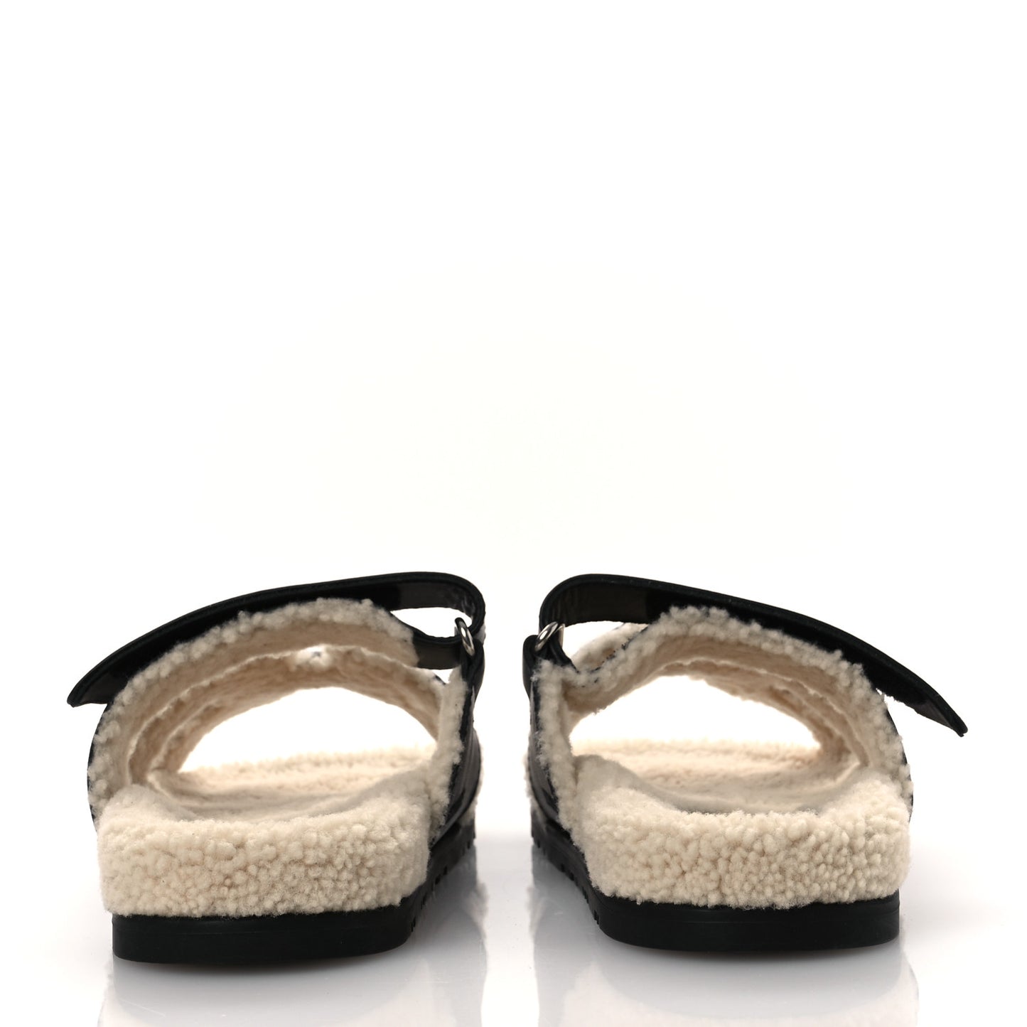 Calfskin Woolskin Womens Chypre Sandals 37.5 Black Ecru