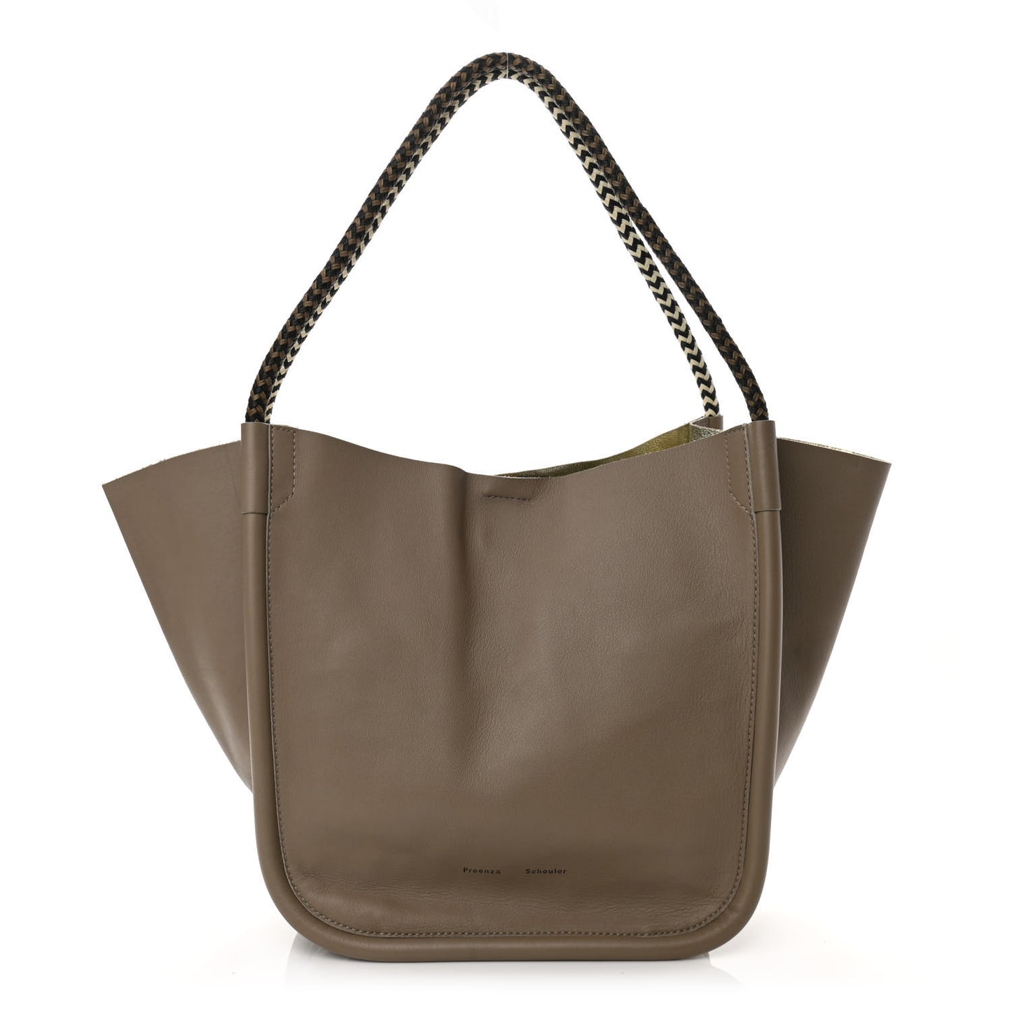 Calfskin L Lux Rope Handle Tote Brown Gold
