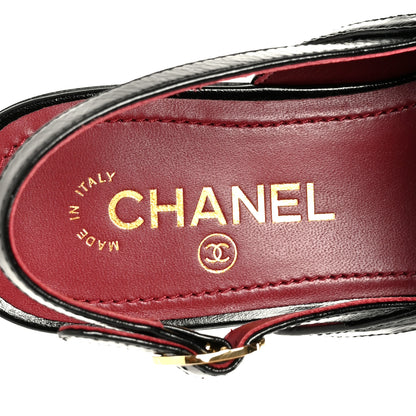 Chanel Crumpled Shiny Lambskin CC Slingback Mocassin 38.5 Black 7 of 11