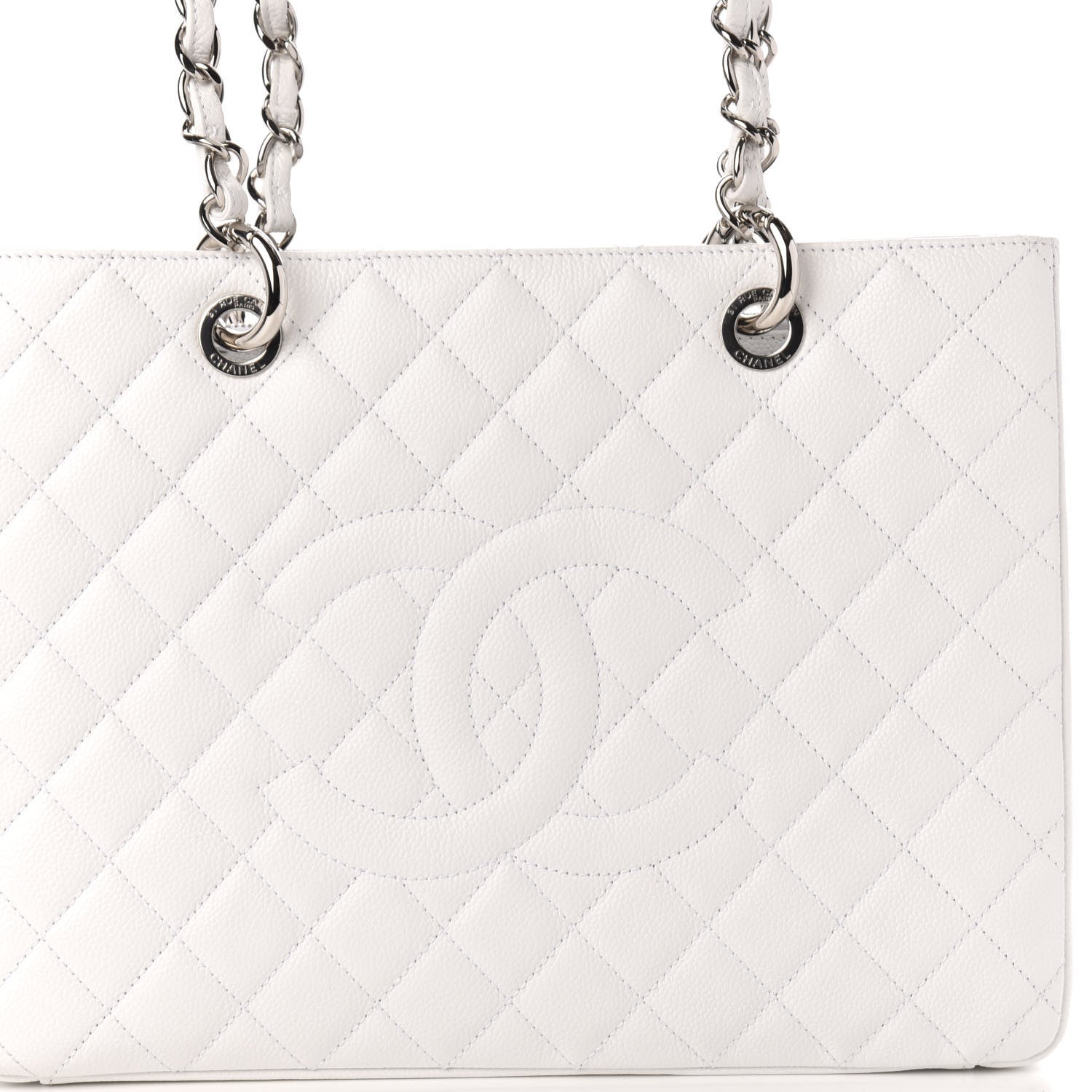 Chanel Caviar Quilted Grand Shopping Tote GST White 10 of 11