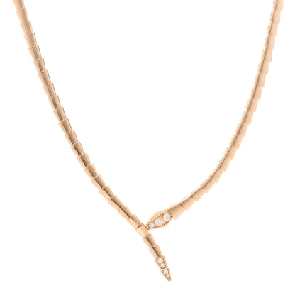 Bulgari 18K Rose Gold Diamond Serpenti Viper Choker Necklace 1 of 5