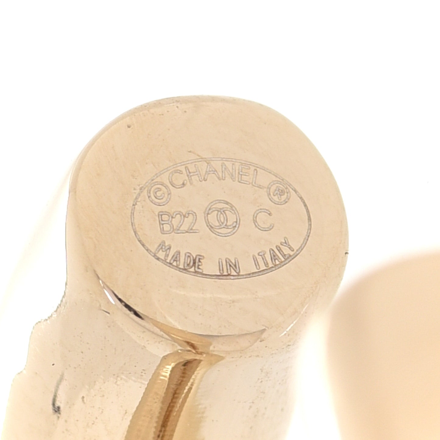 Metal Large CC Earrings Light Gold