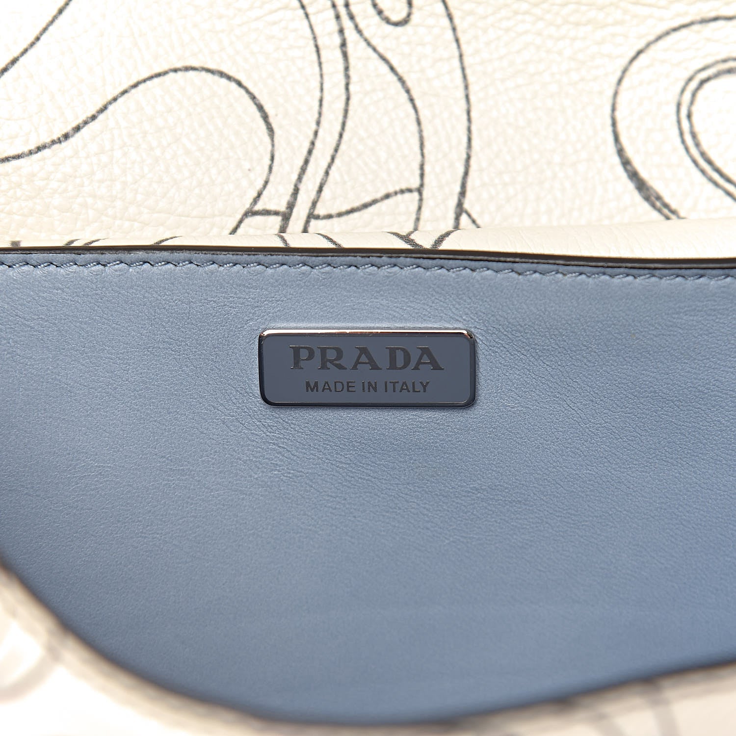 Prada X JAMES JEAN Glace Calfskin Rabbit Print Cahier Bag Opaline 6 of 9