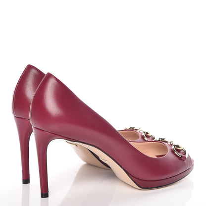 Gucci Malaga Kid Horsebit Peep Toe Pumps 37 Raspberry Sorbet 4 of 9