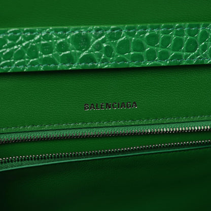Balenciaga Shiny Calfskin Crocodile Embossed Small Hourglass Sling Shoulder Bag Leaf Green 8 of 10