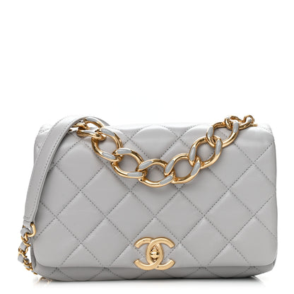 Chanel Lambskin Quilted Medium Color Match Flap Grey 1 of 13