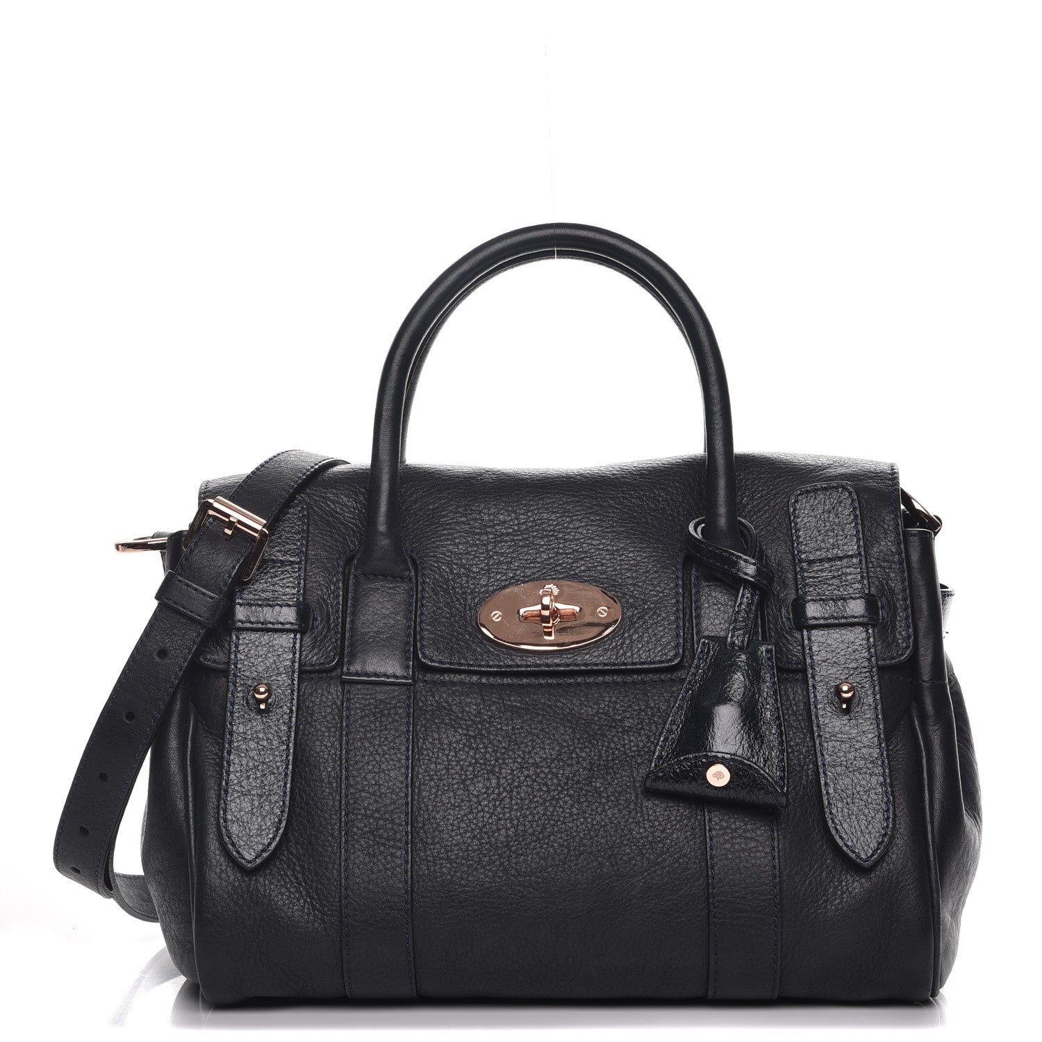 Mulberry Pebbled Matte Leather Small Heritage Bayswater Satchel Nightshade Blue 1 of 11