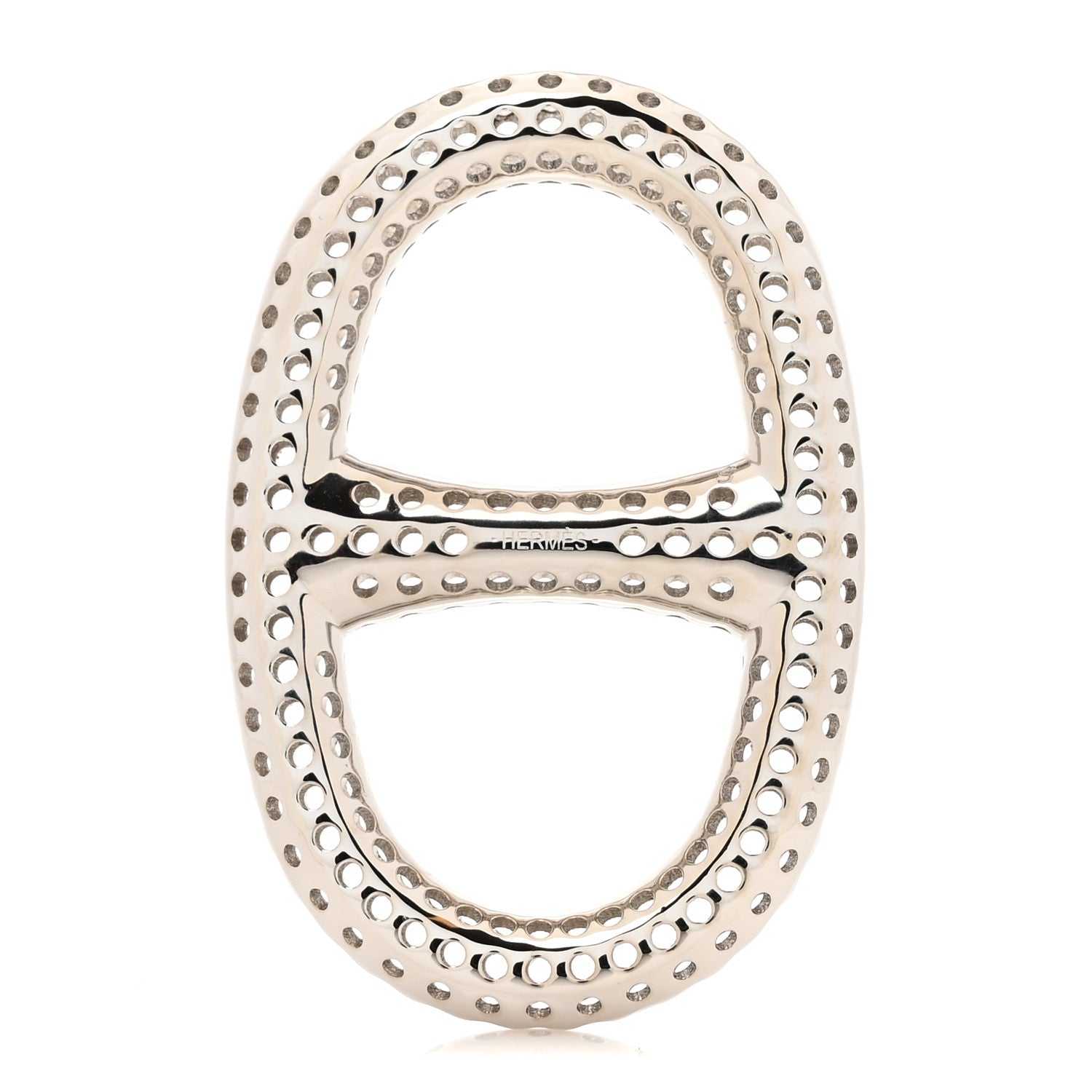 Hermes Palladium Chaine D'Ancre Perforee Scarf Ring 1 of 3