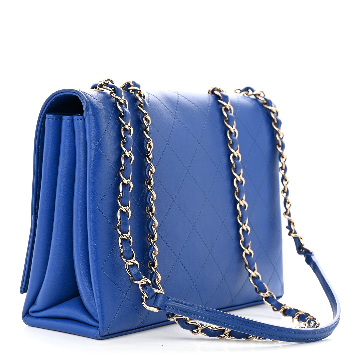 Chanel Calfskin Stitched Large Single Flap Royal Blue 3 of 11
