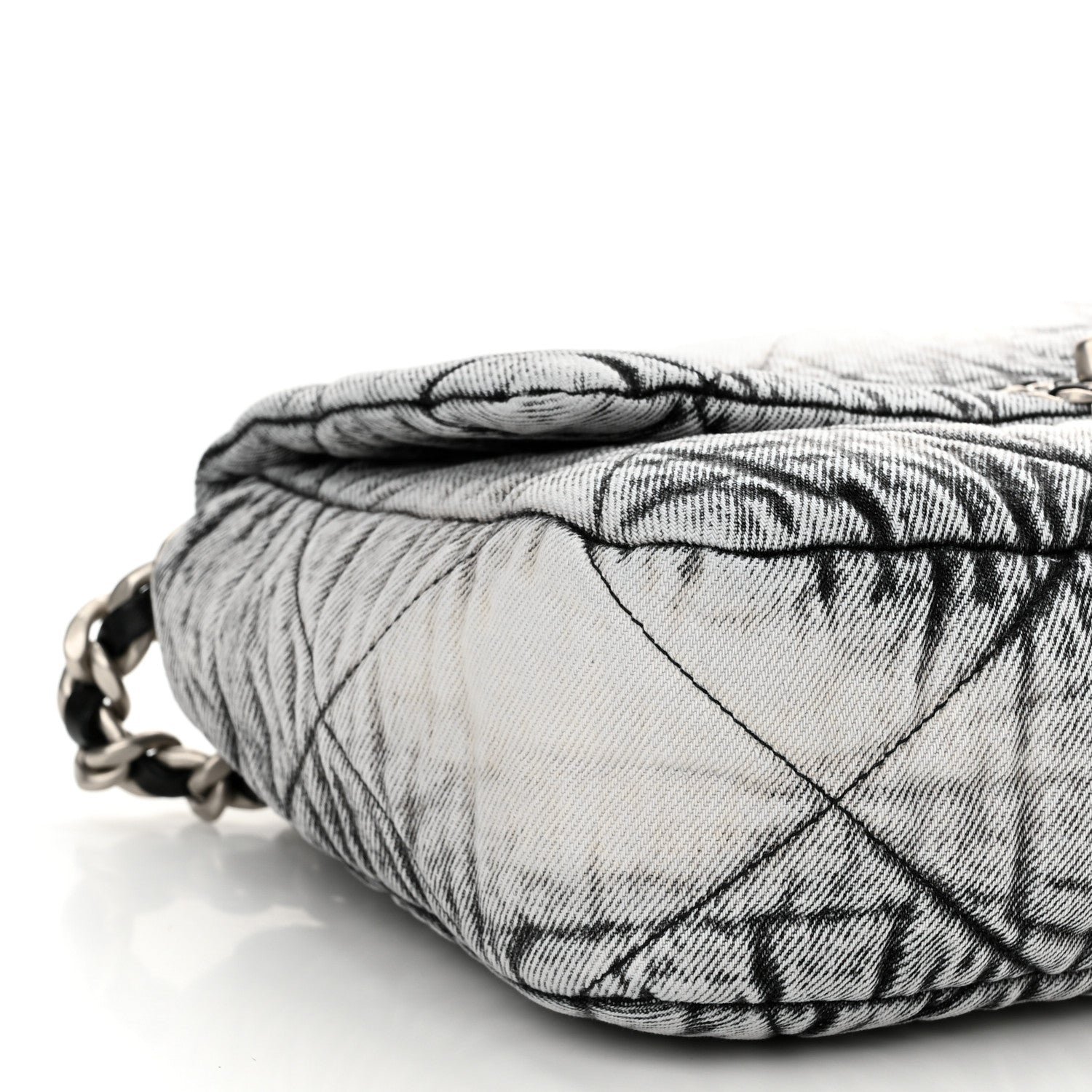 Chanel Washed Denim Quilted Medium Chanel 19 Flap Black White 8 of 10