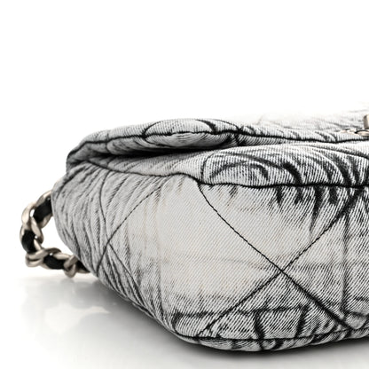 Chanel Washed Denim Quilted Medium Chanel 19 Flap Black White 8 of 10